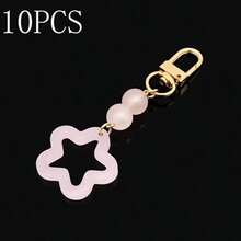 Medvang 10Pcs/Set Pastel Pink Blue Star Keychains - Acrylic Cute Keychain For Bag, Backpack, Phone Decoration (Pink & Blue)‌ - A - View 7