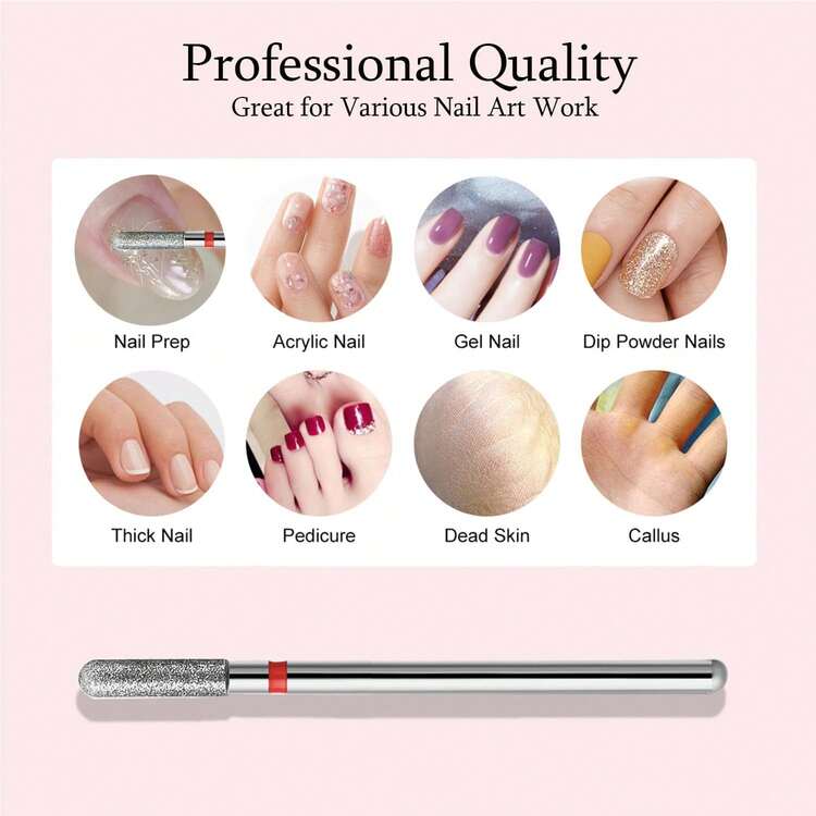10pcs Round Barrel Cuticle Drill Bits, Carbide Diamond Nail Bits For Dead Skin Removal & Nail Shaping, 3/32'' Two Way Rotate, Professional Manicure Pedicure Salon Tools(2.5mm Round Bit, Fine-F) - Multicolor - View 4