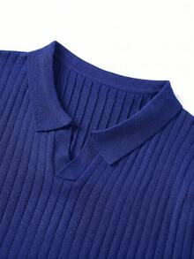GRDR Men's Solid Color Short Sleeve Casual Knit Top - Blue - View 6