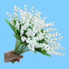 Bó hoa linh lan trắng nhân tạo 10/20 bông, hoa sống động như thật với lá, bền không phai màu. Thích hợp cho trang trí đám cưới, trang trí nhà cửa, trang trí phòng ngủ, trang trí bàn, trang trí phòng khách, trang trí hành lang, trang trí tường, cải tạo nhà cửa, trang trí trung tâm bằng hoa nhân tạo sống động như thật. - trắng - Xem 1