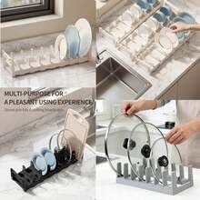 1pc Expandable Drawer-Style Cutlery Organizer, Adjustable Plate & Bowl Holder Rack, Suitable For Cabinet, Countertop, Pot Lid Rack, Bowl Rack, Knives, Forks, Chopsticks, Spoons And Utensil Storage Box, Kitchen Accessories, Kitchen Decor, Space-Saving Kitchen Storage - A - View 12