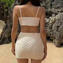 New Lace-Up Bikini Beach Dress Two-Piece Swimsuit For Women, Solid Color Resort Spa Swimwear - Off White - View 4