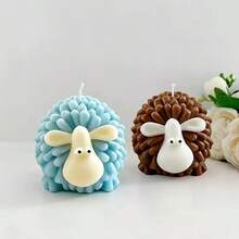 1 buah Cetakan Silikon Domba Berbulu 3D, Lilin Aromaterapi Buatan Tangan DIY, Plaster, Figur Dekorasi Diffuser - A-putih - View 1