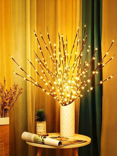 2 cành cây có đèn, cành cây đã được gắn đèn sẵn, màu nâu, đèn trang trí lãng mạn, thích hợp cho bình hoa, trang trí cành cây có đèn trong nhà, trang trí nhà cửa lãng mạn, trang trí không khí đám cưới và sinh nhật.