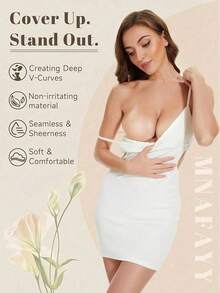 1pc Reusable 3-4 Times Silicone Adhesive Invisible Nipple Cover Bra Lift Tape, Suitable For Various Bust Shapes, Halter Design, Strapless For Sleepwear, Swimwear, Backless Dresses, Formal Gowns - Multicolor - View 5