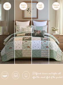 Set Sprei Gaya Retro Bohemian Motif Bunga dari Serat Poliester, 3 Buah, Termasuk 1 Sprei dan 2 Sarung Bantal, Cocok untuk Kamar Tidur Rumah, Dekorasi Sepanjang Musim, Suasana Kamar Tidur, Perlengkapan Tidur Musim Semi/Panas, Setel Kamar Tidur Vintage - MultiWarna - View 9