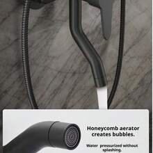 Black Four-Speed Adjustable Faucet, Pressurized Shower Head And Top Spray Combination, With Shelf, Household Essentials - Black - View 5