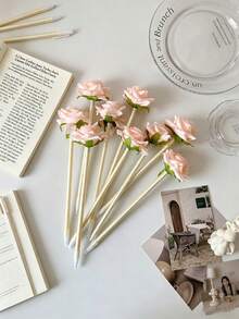 1pc Realistic Rose Ballpoint Pen - These Lifelike Rose-Themed Pens Come In A Variety Of Colors, With An Elegant And Fresh Design That Is To The Eye. They Make An Excellent Gift For Teachers, Family, Daughters, Students, And More For Holidays, Graduations, New School Years, Birthdays, Weddings, Bridal Showers, Celebrations, Anniversaries, Bachelorette Parties, And Other Special Occasions. - One Size Fits All - View 2