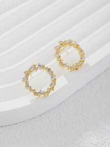 SYMFNY 1 Đôi bông tai bạc 925 hình hoa rỗng, thanh lịch và ngọt ngào, đính đá Cubic Zirconia, thích hợp cho phụ nữ đi chơi, hẹn hò, đi làm, là lựa chọn quà tặng tuyệt vời. - Vàng - Xem 3