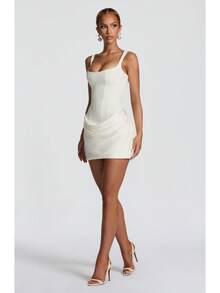 2026 Summer New European And American Sexy Round Neck Sleeveless Bodycon Strap Mini Dress - White - View 2