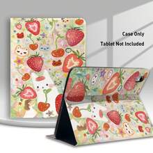 1pc Strawberry, Cat & Star Pattern Flip Cover Tablet Case With Pen Slot, Compatible With Honor Pad 8/9/10, Honor GT 11.5inch/X7/X8A/X9/X8Pro/X9Pro/V9/V8 Pro, Matepad 11 Inch 2023/2022, Apple 10th Gen/ 11 2025 (A16), A9/A9+/A11/S11/S10 FE+, Auto Sleep/Wake Function, Suitable For School Season, Valentine's Day, Holiday Gifts - Multicolor - View 4