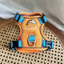 Adjustable Padded Reflective Oxford Cloth Non-Choke Dog Harness With Handle, Suitable For Large Dogs. No-Pull Front Clip Dog Harness With Reflective Design And Easy-Control Handle, Suitable For Walking Large Dogs. - Orange - View 12