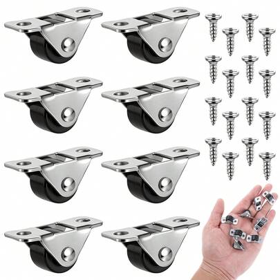 8 piezas de ruedas giratorias de goma multifunción silenciosas, ruedas direccionales mini de 0.5 pulgadas, ruedas rectas pequeñas, adecuadas para muebles, electrodomésticos, cajas de almacenamiento DIY