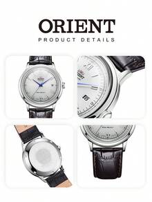 Orient Bambino FAC00009W0 男士自动腕表，白色表盘，蓝色指针，复古拱形玻璃表镜，棕色皮表带，商务正装腕表，日期显示，日本机芯，40小时动力储存 - 白色 - 查看 5