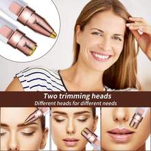 Eyebrow & Facial Hair Removal For Women, 2 In 1 Rechargeable Eyebrow Trimmer & Face Shaver, Painless Electric Facial Eye Brow Razors Epilator With Built-In LED Light -Perfect For Face, Lips & Body - White - View 10