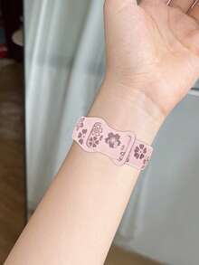 花卉雕刻表带，兼容 41mm、40mm、44mm、45mm、42mm、38mm、49mm、46mm 表带，可爱花朵图案，柔软硅胶运动表带，兼容 Series 11、10、SE、9、8、7、6、5、4、3、Ultra，女士时尚花卉元素表带，兼容 表带 - LD004花卉-粉配煙紫 - 查看 6