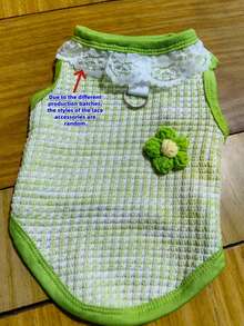 1pc Fashionable Pet Apparel Breathable Vest, Cute Bear Design For Cats & Small Dogs, Lightweight Vest For Pets In Spring/Summer, Elastic And Leash Attachable - Green - View 5