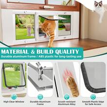 WHIFFEE Large Cat Door For Window, Lockable Pet Screen Door With 4 Way Lock, Weatherproof Dog Door For Sliding Glass Window, Suitable For Cats And Small Dogs Up To 25 Lbs - White - View 5