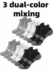 30 Pairs New Black, White, Gray Men's Short Socks, Thin Knit Sports Socks, Breathable Quick-Dry Durable Short Socks, Men's Invisible Socks - Multicolor - View 25