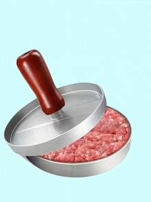 1 khuôn ép thịt hamburger chống dính, có tấm lót tháo rời, dùng để ép thịt bò, phô mai, rau củ hoặc thịt nướng BBQ. - Bạc - Xem 6