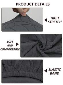 1pc Solid Color Elastic Jacquard Sofa Seat Cushion Cover, Removable And Machine Washable, Suitable For Small Sofa In Living Room, Polyester Sofa Seat And Back Cover - Dark Grey - View 7
