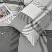 Juego de Ropa de Cama Estampado de Cuadros Clásicos Sabanas , Incluye Sábana Bajera Colcha con Altura de 30cm,   Sábana Encimera y Fundas, Microfibra Hipoalergénica Antiarrugas, Tamaños Individual Matrimonial Queen King - Gris - Ver 7