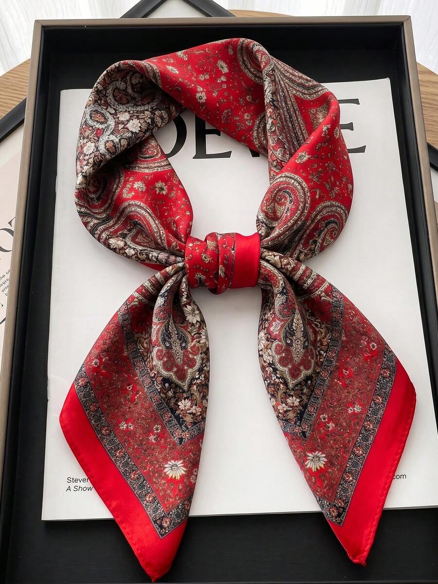 1 chiếc khăn bandana nữ in họa tiết Paisley & Cashew, kích thước 70*70cm, thời trang và đa năng, phù hợp sử dụng hàng ngày.