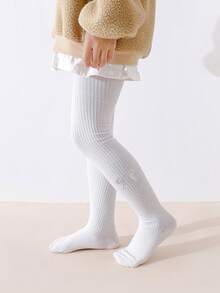 2pcs Girls' Butterfly Rhinestone Solid Vertical Striped Tights, Sweet & Cute, Suitable For Girls' Daily Wear - Black and White - View 8