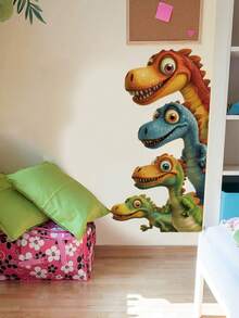 mama look 1pc Large Size PVC Removable Wall Sticker, Cartoon Animals Totem Pole Design Featuring Bears, Foxes, Mice, Lions, Birds, Rabbits Under Moonlight, 4 Peeking Dinosaurs, Animals Peeking In Sunshine, Suitable For Bedroom, Living Room, Study, Dining Room, Predicted For Home Wall Decor, Room Decoration - Multiple Styles - View 15