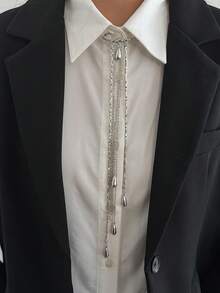 1枚金色水滴流苏别针胸针，优雅链条吊坠胸针，适合搭配外套和衬衫，男女皆宜的朋克风个性胸针 - 水滴胸針 - 查看 2