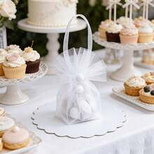 10/4件套优雅蕾丝欧根纱礼品袋套装，婚礼派对回礼袋；婚礼宾客礼物、新郎新娘礼物、新娘送礼会回礼、婚礼餐桌装饰、婚礼仪式装饰、婚礼活动奖品、周年纪念惊喜礼品袋 - 查看 7