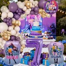 Blue Number Foil Balloon Arch Set, Aluminum Foil Cool Girl Theme Large Birthday Party Balloons Decoration Combo, Music Girl Number Foil Balloons, Children's Birthday Party Supplies Gift Set Decor - Balloon Set - View 10