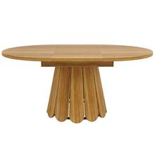 Table de salle à manger extensible, table de cuisine, table de balcon, table en bois, table ronde extensible en ovale, 118-158 cm, jusqu'à 6 couverts, marron - Kaki - Voir 5