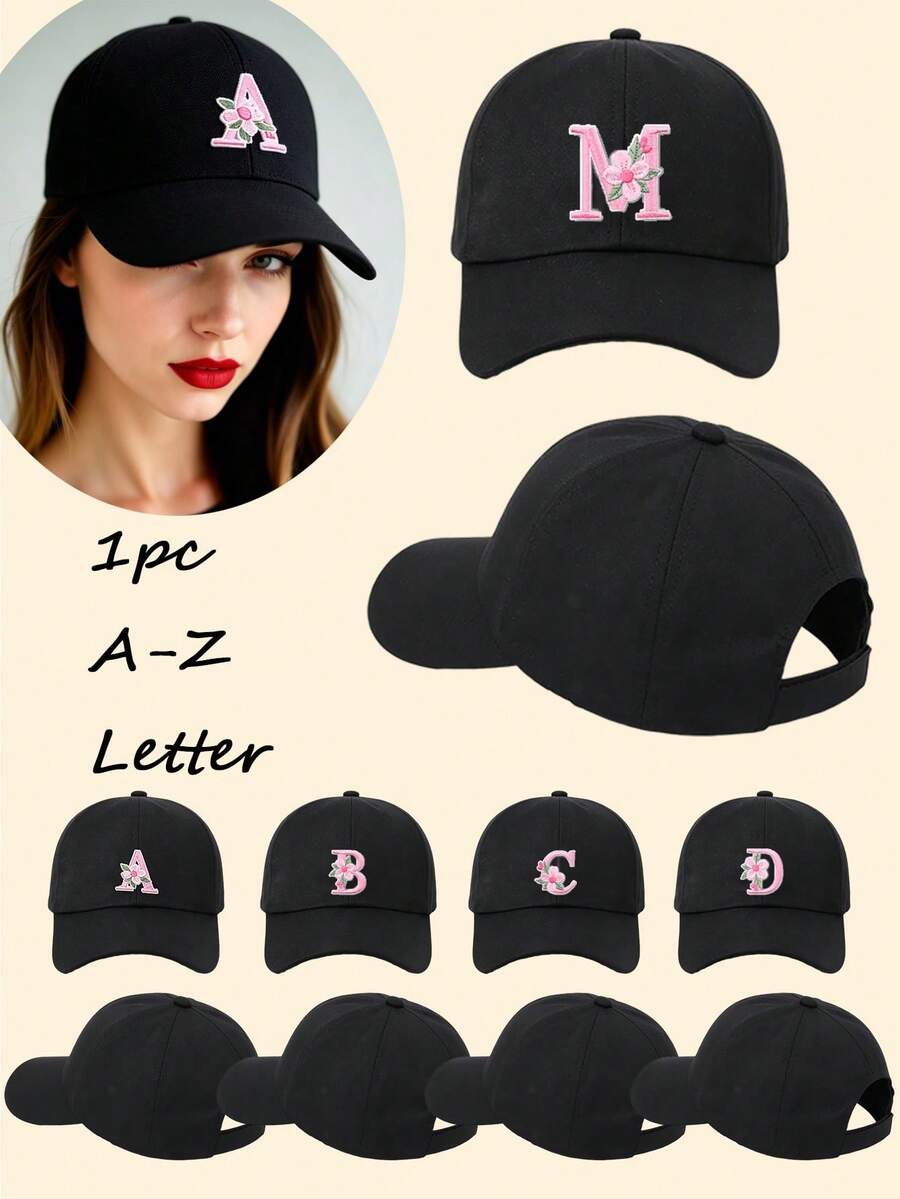 1pc Customized A-Z Letter Women's Baseball Cap, Casual Sun Protection Hat, Adjustable Lightweight Baseball Cap, Fashionable Dad Hat, Essential For OOTD, Sports And Beach,Holiday,Travel