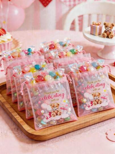10 Túi Quà Lưới Hình Gấu Hồng, Túi Organza 15*10cm Có Dây Rút, Túi Quà Tặng Tiệc Tắm Bé Gái, Trang Trí Tiệc Sinh Nhật 1 Tuổi, Túi Quà Cảm Ơn, Túi Đựng Trang Sức, Đồ Dùng Tiệc Tiết Lộ Giới Tính, Đồ Dùng Tiệc Cho Bé, Quà Tặng Tiệc Tắm Bé, Túi Đựng Trang Sức, Quà Tặng Tiệc Cô Dâu, Trang Trí Tiệc Ngày Lễ