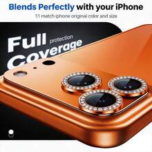 CASECOPS 3pcs Metal Rhinestone Camera Lens Protector Ring For IPhone 17 Pro Max And 17 Pro, Available In Orange/Silver/Black/Blue, Made Of High-Quality 9H Hardness Tempered Glass With AR+AF Coating, Matte Metal Rhinestone Design, Anti-Oil And Scratch-Resistant - Diamond Armor Film 3 Pieces - View 6
