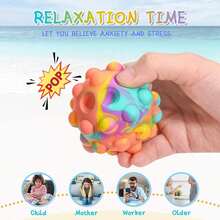 Hot Selling Silicone Bubble Pop Stress Ball – 4-Color Light Ball Squeeze Toy, Soft Gel Fidget For Teens & Adults, Anxiety Relief Decompression Sensory Toy  Description (English): - 彩色 - 查看 2