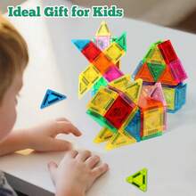 Set da viaggio mini di giocattoli magnetici per bambini, 8/26/56 pezzi di blocchi da costruzione magnetici, giocattoli e giochi per bambini, forniture essenziali per l'apprendimento e il gioco per i bambini, giocattoli educativi per l'integrazione sensoriale, adatti come regali di compleanno, Ringraziamento, ritorno a scuola per bambini e bambine di età 3+ - Multicolore - Visualizzare 7