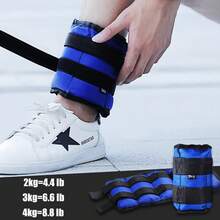 2 PIEZAS Pesas ajustables para muñeca y tobillo de 2kg/4.4LBS, 3kg/6.6LBS, 4kg/8.8LBS para trotar, gimnasia, aeróbic, fisioterapia - Azul - Ver 5