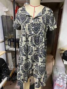 Women's Casual Vacation Full Print Short Sleeve Dress Elegant Summer - Multicolor - View 5