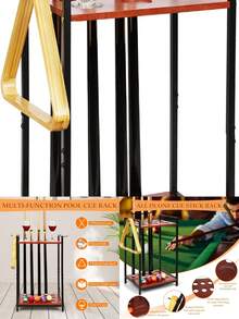 Floor-Mounted Tiered Billiard Cue Rack Stand With Scratch-Resistant Wood Construction Holds Cues Balls Cups And More Multiple Configurations Available For Game Room Home Office Or Billiard Club Us - Red - View 1