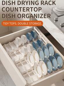 1pc Expandable Drawer-Style Cutlery Organizer, Adjustable Plate & Bowl Holder Rack, Suitable For Cabinet, Countertop, Pot Lid Rack, Bowl Rack, Knives, Forks, Chopsticks, Spoons And Utensil Storage Box, Kitchen Accessories, Kitchen Decor, Space-Saving Kitchen Storage - A - View 11