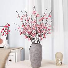 4/8支人造粉色梅花，21.7英寸，甜美长茎塑料花，适合冬季，可用于家居、酒店、办公室、婚礼、派对、花园装饰 - 粉色 - 查看 1