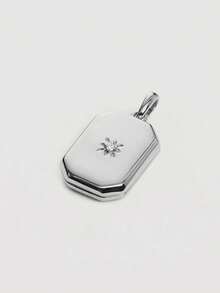 独特简约925纯银方形星形锆石镶嵌吊坠，女士项链配饰 - Square Pendant - 查看 5