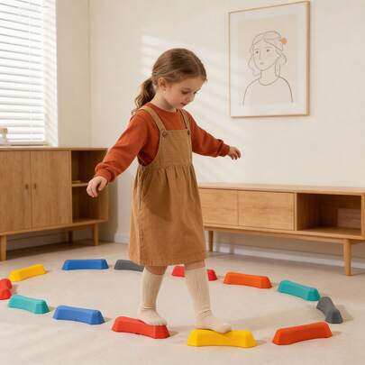 6pcs Christmas Stepping Stones, Non-Slip Balance Blocks, Indoor/Outdoor Obstacle Training, Children Fitness Equipment, Sensory Toys