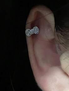 1 par de pendientes elegantes y versátiles con lazo, de estilo elegante y delicado - Plateado - View 2