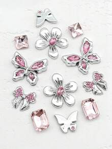 26pcs Girly Crystal Bow Decorative Buttons For DIY Sandals - Silver - View 8