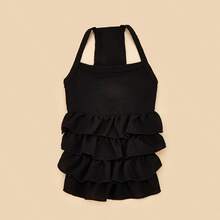 1pc Luxury Suspender Multilayer Ruffle Dress For Pets, Fashionable & Elegant Wedding Season Dress For Cats & Dogs, Soft & Breathable Animal Clothing, Lightweight & Comfortable Outfit For All Seasons - Black - View 4