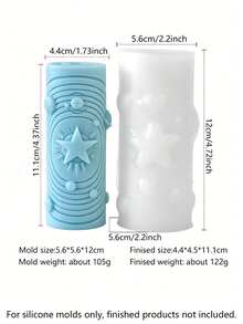 Molde de silicone para velas da série Universo Estrelas e Lua | Molde misterioso para velas de pilar estilo Tarô | Ideal para velas perfumadas / gesso / resina | Macio e fácil de desenformar | Reutilizável e lavável | Crie uma decoração com atmosfera vintage | Ideal para artesãos | Dia dos Namorados / Aniversário / Decoração para o dia a dia | Faça facilmente lindos castiçais com céu estrelado - Molde de Estrela e Lua - Ver 13