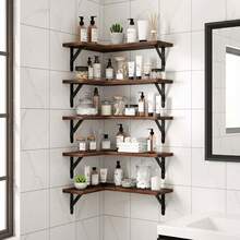 Tomnk 4/5pcs Corner Floating Shelves, Bookshelves, Rustic Wood Wall Mounted Corner Shelf, Wall Decor, Room Decor, For Bathroom, Kitchen, Bedroom, Home Decor, Laundry Room, Living Room, Spring Decor - 彩色 - 查看 11
